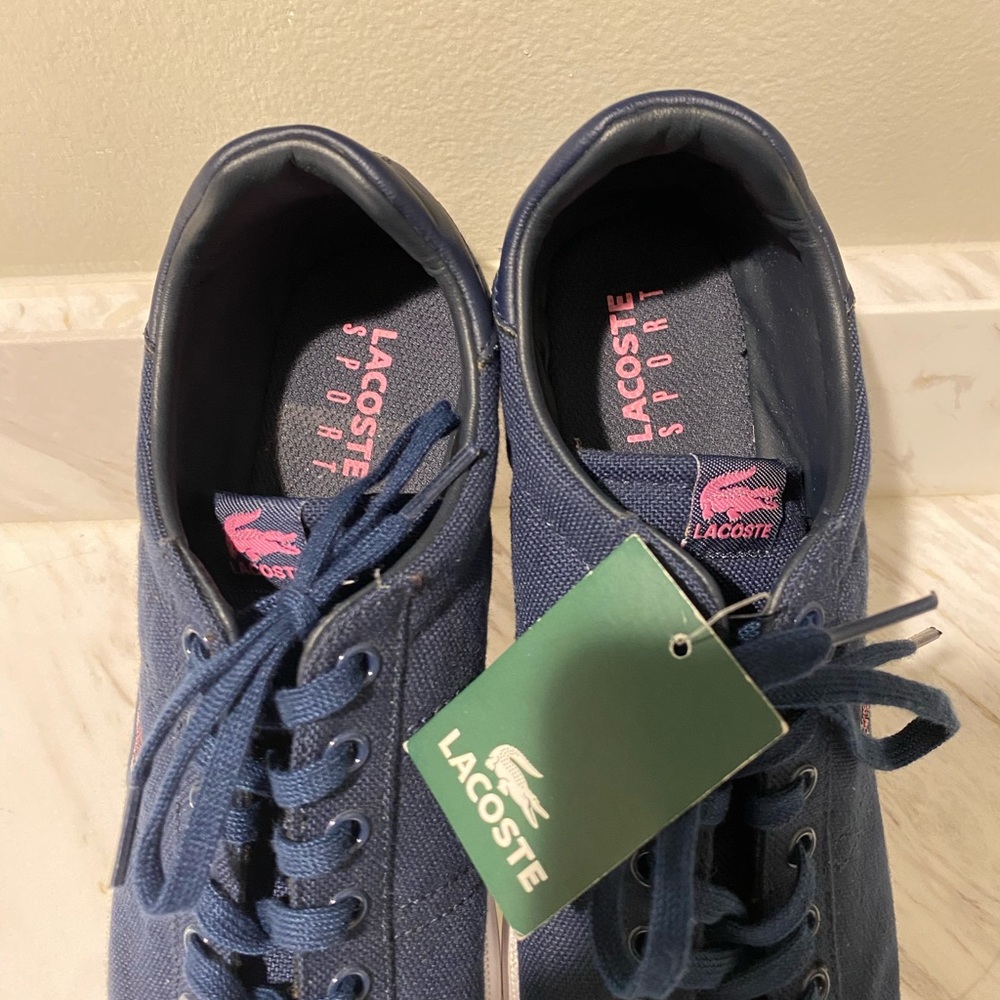 Lacoste Canvas Sneakers Womens Size 9 Blue White Logo No Box Tennis Shoes NWT - Picture 6 of 8